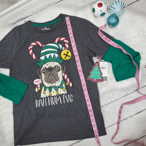Christmas Tee long sleeve Pug  'Bah hum Pug' NWT - Picture 5 of 6